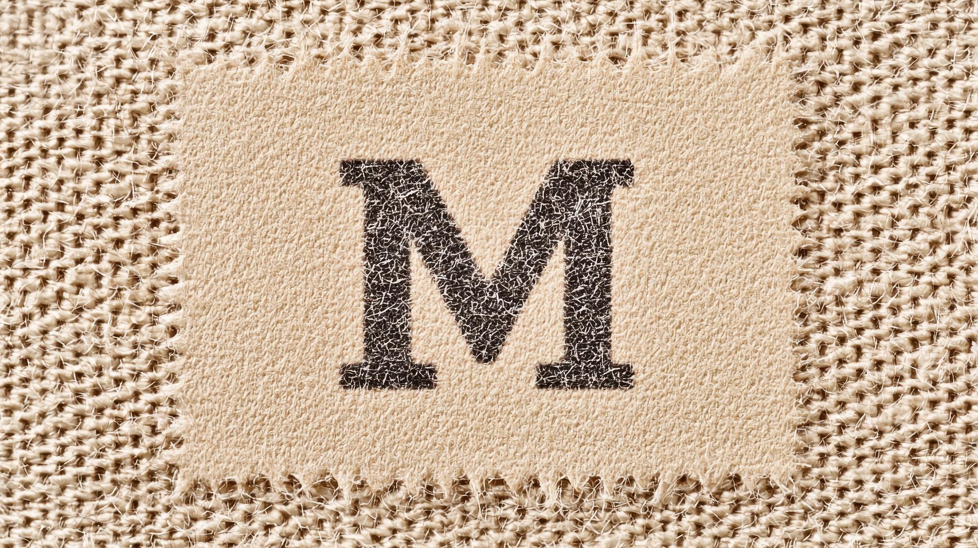 detail of satin stitch monogram on cotton
